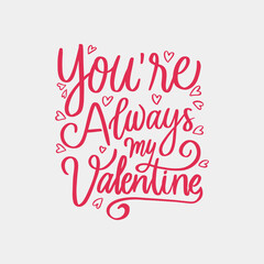 romantic typography for valentines day. hand lettering romantic word. isolated vector design. greeting card