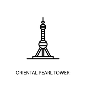 Oriental Pearl, Tower, Shanghai, Outline Illustration in vector. Logotype