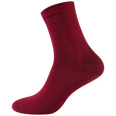 burgundy long unisex sock, for everyday wear, on a white background