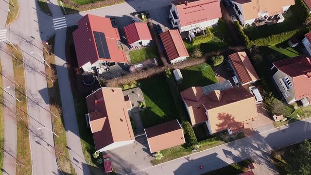 Finnish houses building aerial video on a spring day Kerava Finland