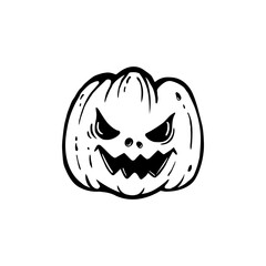 halloween pumpkin face isolated on white. Line icon, outline vector sign, linear style.