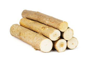 logs isolated on white acacia for winter heating