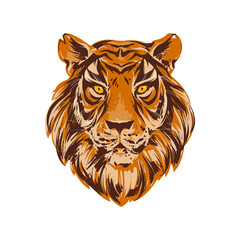 Tiger illustration, Chinese New Year vector template. Wild cat, isolated animal illustration.