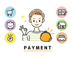 節約　支払い　貯金　男性