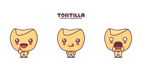 vector Tortilla cartoon mascot, with different expressions