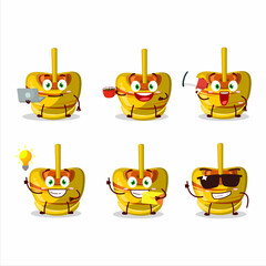 Yellow sugar candy cartoon character with various types of business emoticons