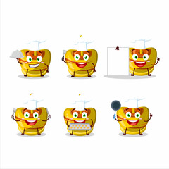 Cartoon character of yellow sugar candy with various chef emoticons