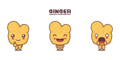 vector Ginger cartoon mascot, with different expressions