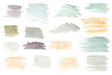 Vintage watercolor brush strokes. Set of hand-drawn elements for design. Use for logo or web design