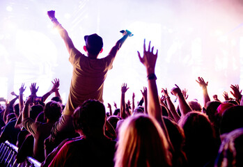 Crowd of people celebrating the New Year's Eve at a party