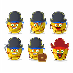 Cartoon character of yellow sugar candy with various pirates emoticons