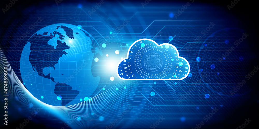 Poster cloud computing concept, cloud server, cloud computing technology background. 3d illustrtion.