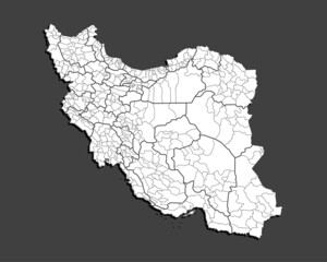 Vector map country Iran divided on regions