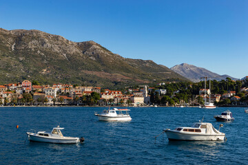 Fototapeta na wymiar Yachts in harbor of Cavtat in Dalmatia, Croatia