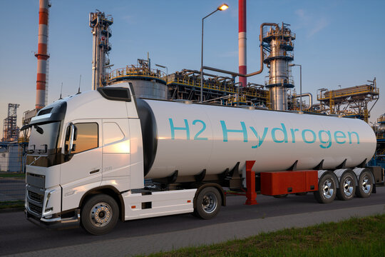 Volvo Truck With Tanker Carrying Liquid Hydrogen