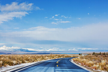 Road in winter mountains
