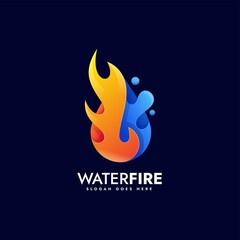 Vector Logo Illustration Water Fire Gradient Colorful Style.
