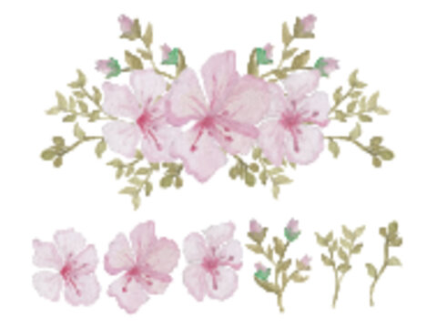 Watercolor pink flowers for wedding and invitation concept.