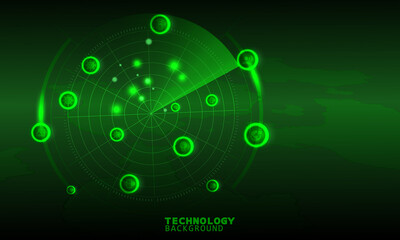 Radar Scan technology concept. technology background. neon effect. circuit board concept. Hi-tech digital technology.