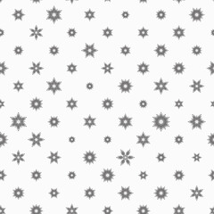Winter seamless pattern with grey snowflakes on white background. Vector illustration for fabric, textile wallpaper, posters, gift wrapping paper. Christmas vector illustration. Falling snow