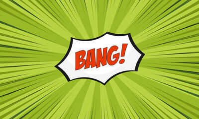 Abstract green comic style action background with lines design word bang