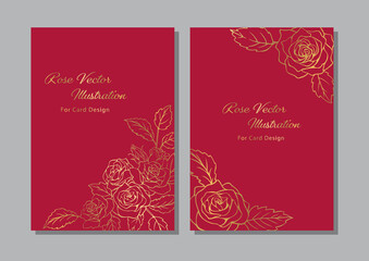 Set of Card Design with Rose Illustration