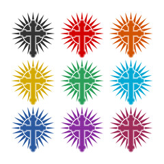 Church logo design  isolated on white background, color set