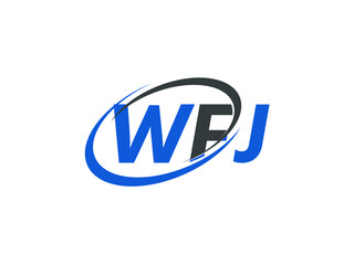 WFJ letter creative modern elegant swoosh logo design