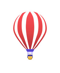hot air balloon isolated on white, vector illustration
