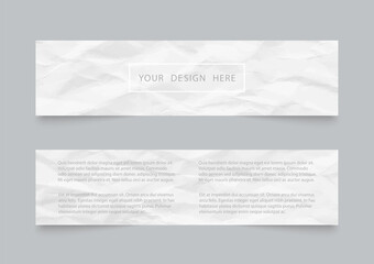 Fototapeta premium Cover template design with white crumpled paper on gray background