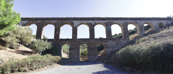 Roman aqueduct in Almunecar, Granada, Andalusia, Spain