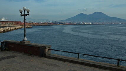 View of Mount Vesuvius from Gulf of Naples, Italy, Europe
