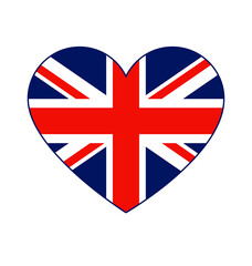 union jack united kingdom flag in heart shape