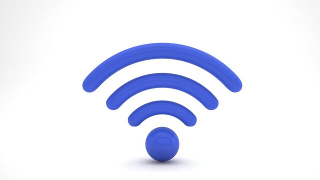An isolated wifi icon in a white background turning around and rotating in a circle.