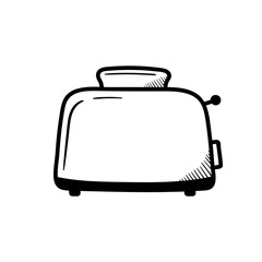 toaster painted in doodle style. Simple line drawing of kitchen appliances