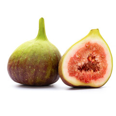Fig fruits isolated on white background. Top view. Flat lay pattern