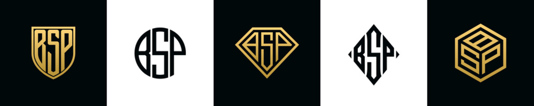 Initial letters BSP logo designs Bundle