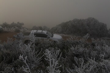 paisagem branca de Neve em Urupema, Santa Catarina, Brasil, em 29 de junho de 2021 