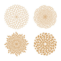 Set of symmetrical oriental floral design. Flat vector clip art