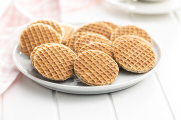 Sweet caramel mini waffles.