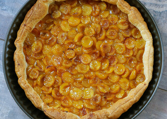 Delicious home made mirabelle plums pie