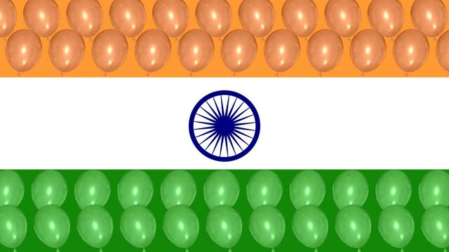 Waving indian flag colour Bloons isolated on indian flag. Concept for indian government holiday.