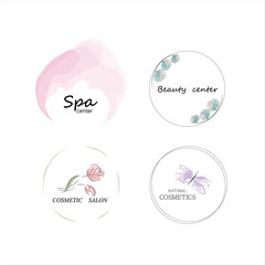 Vector illustrations for graphic and web design, cosmetics, spa, beauty center.