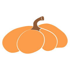 Pumpkin icon vector illustration. Autumn Halloween or Thanksgiving pumpkin symbol in flat design, simple, outline silhouette isolated on white background