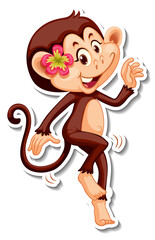 Monkey dancing cartoon character sticker