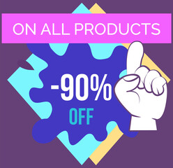 Big sale banner best price. Hot sale and discount. Special offer text and hand. New arrival, big sale and special offer. Black friday up to. Big discount with human hand pointing to advertising phrase