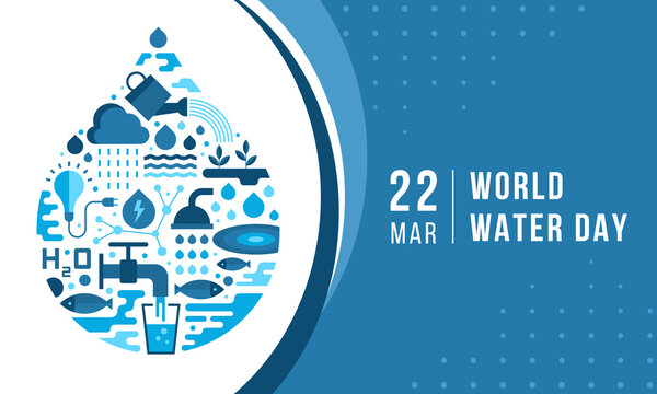 World water day banner - drop water sign with the many icons on the topic of water vector design