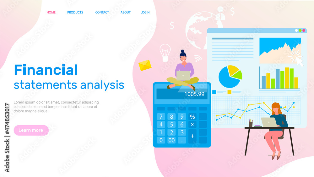 Poster visualize with business analytics. people work with statistical data analysis, changing indicators. 