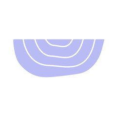 Vector flat simplified illustration with abstract purple (very peri) object. Concept with isolated hand-drawn element on white background. Half of circle shape has arch lines