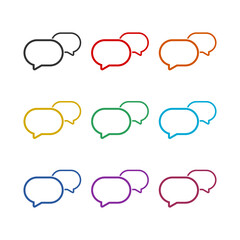 Speech bubble chat icon isolated on white background, color set